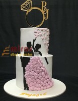 Black and Pink Engagement Cake