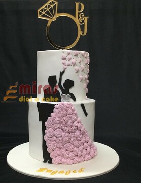 Black and Pink Engagement Cake