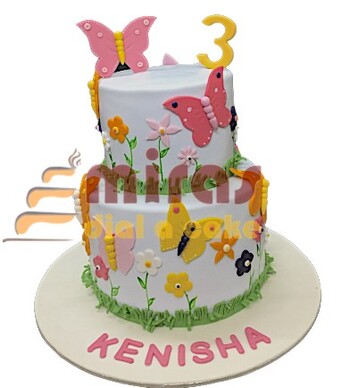 Colourful Butterflies  3rd Birthday Cake