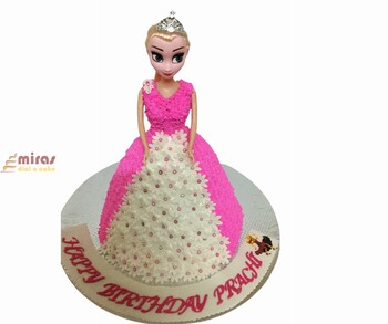 Fresh Cream Barbie Doll Birthday Cake