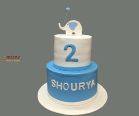 Blue & White Elephant  Birthday Cake