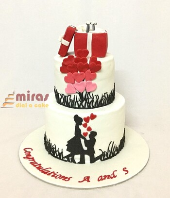 A and S Engagement Ring cake