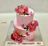 Fresh Cream Floral Birthday Cake