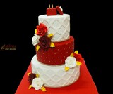 Red and White Engagement Cake