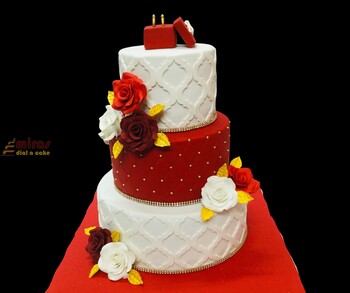 Red and White Engagement Cake