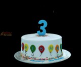 Fresh Cream Balloon Birthday Cake