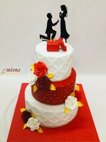 Red and White Engagement Cake