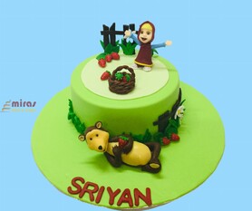 Friendly Masha and Bear Birthday Cake