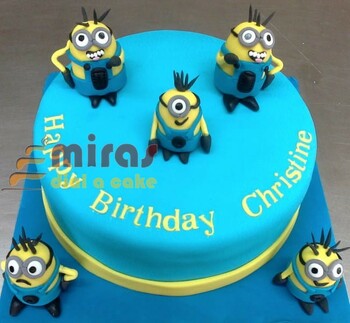Five Minions Customized Birthday Cake